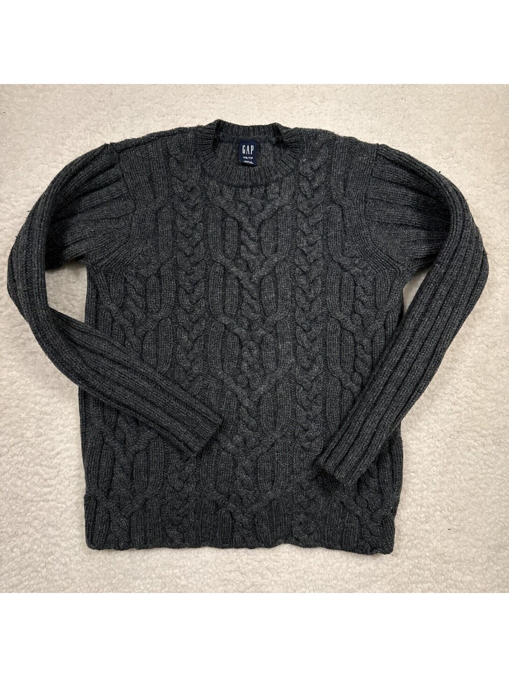 Rare Vintage Gap Lambswool Cableknit Sweater Women's Size XS Gray 2002 Y2K
